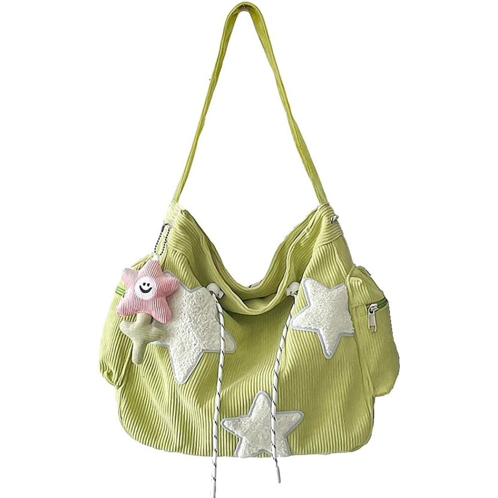 Star Crossbody Bag Women Corduroy Tote Bag Aesthetic Messenger Bag Cute Shoulder